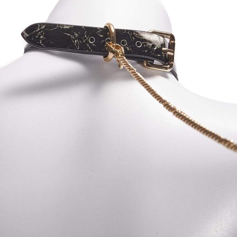 Marble-Pattern Leather Gem Collar - Image 5
