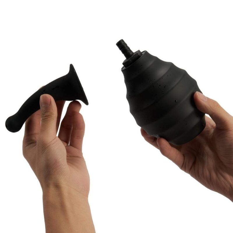 380ML Curved Tip Silicone Ribbed Anal Douche - Image 3