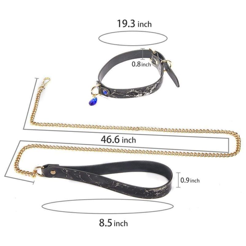 Marble-Pattern Leather Gem Collar - Image 4