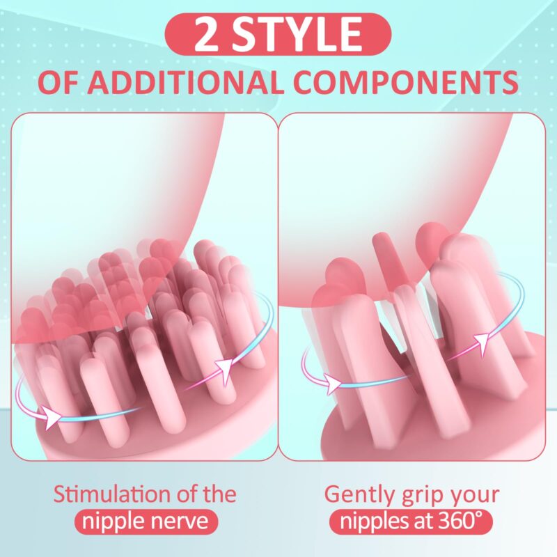 Vibrating Sucking 360° Rotational Stimulation Nipple Toy Clamps 2PCS - Image 4