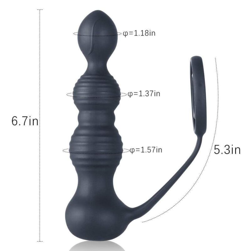 2 In 1 10-Speed Vibration Anal Beads with Cock Ring - Image 5