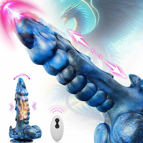 8 Thrusting Vibrating Swing Heating Huge Dildo with Suction Cup 9.5 Inch