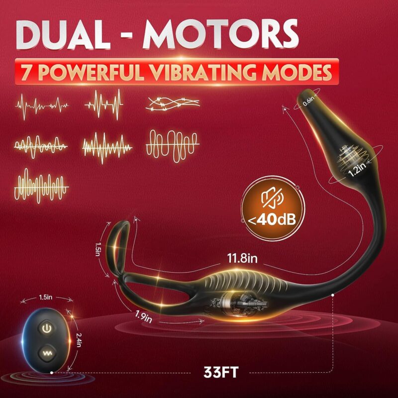 ARCHIE 4 in 1 Vibrating Prostate Massager and Cock Ring with Remote Control - Image 3