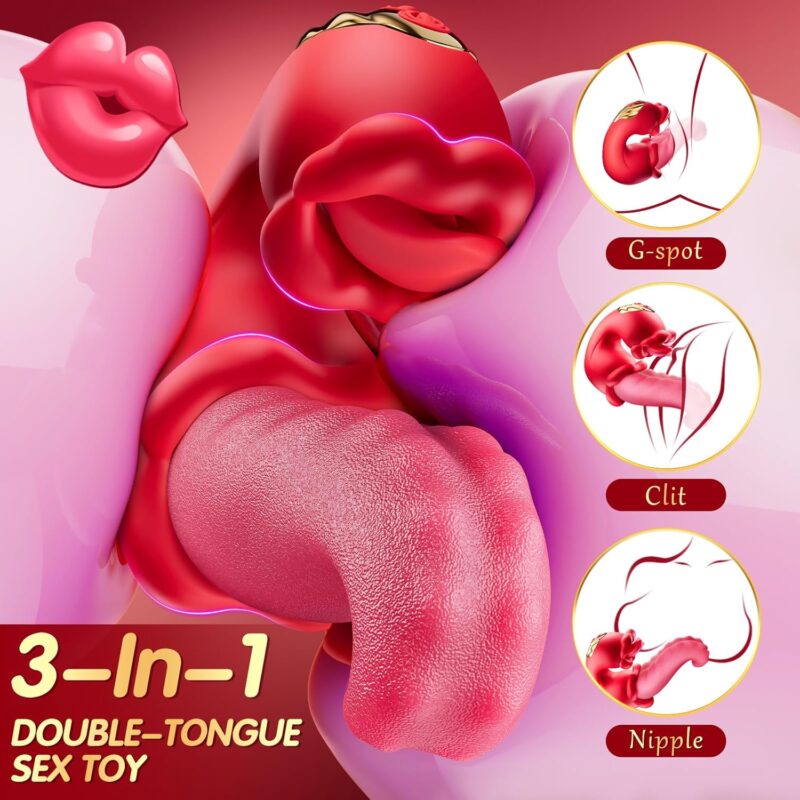 Twin Rose Tongue Teasing & Vibrating G-spot Vibrator - Image 3