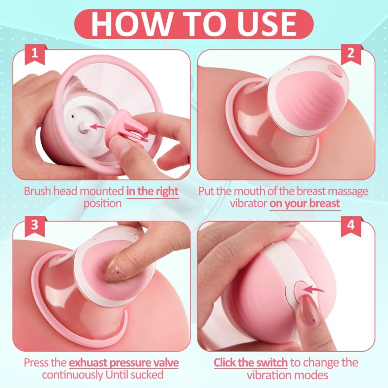 Vibrating Sucking 360° Rotational Stimulation Nipple Toy Clamps 2PCS - Image 5