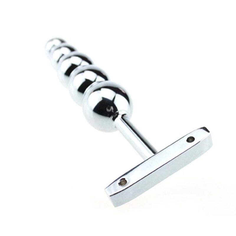 T-Handle Metal Anal Beads Butt Plug - Image 2