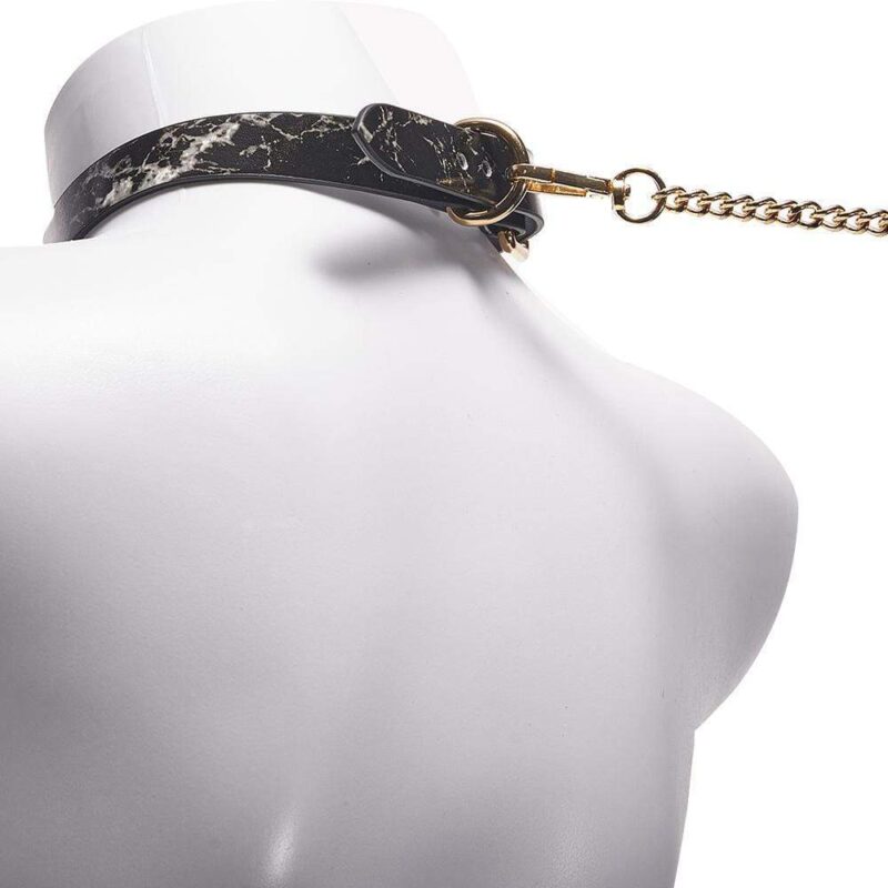 Marble-Pattern Leather Gem Collar - Image 6