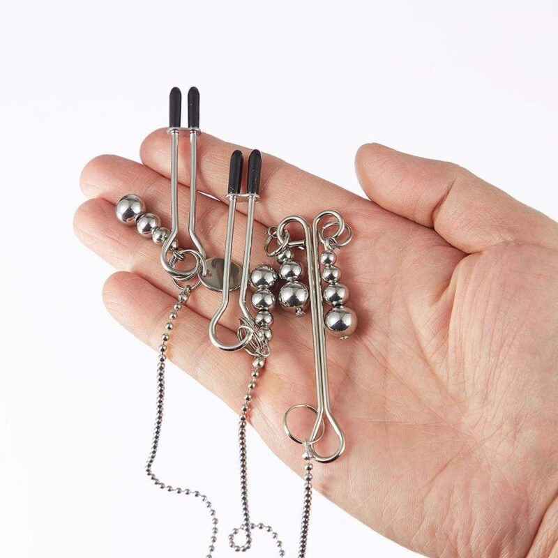 Beaded Pendant Chain Nipple to Clit Tweezer Clamp Set - Image 2