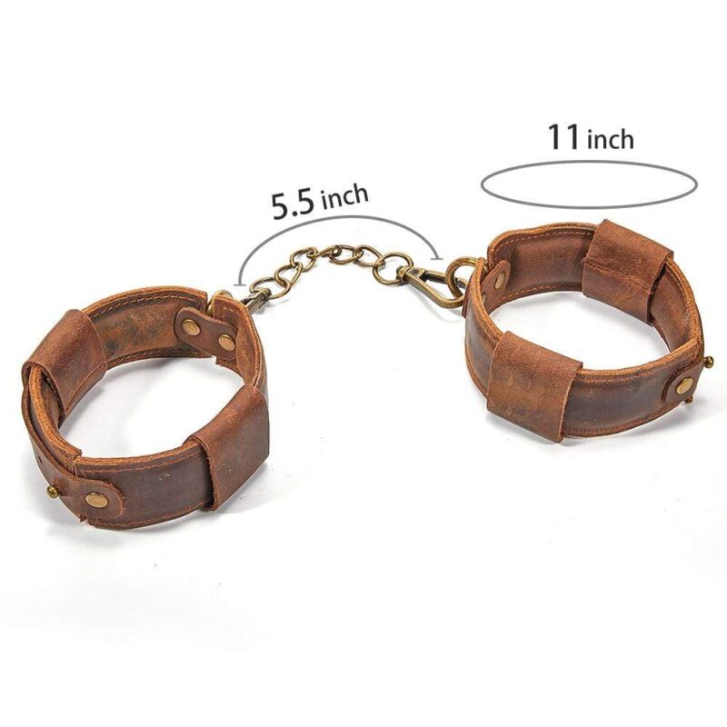 Brown Leather Adjustable Ankle Cuffs SM Toy - Image 6