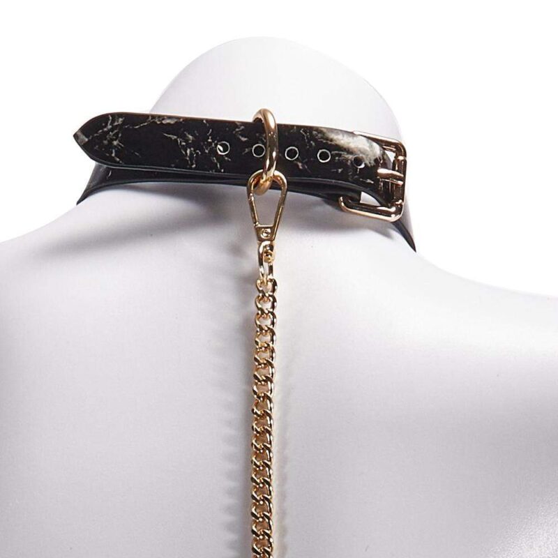 Marble-Pattern Leather Gem Collar - Image 3