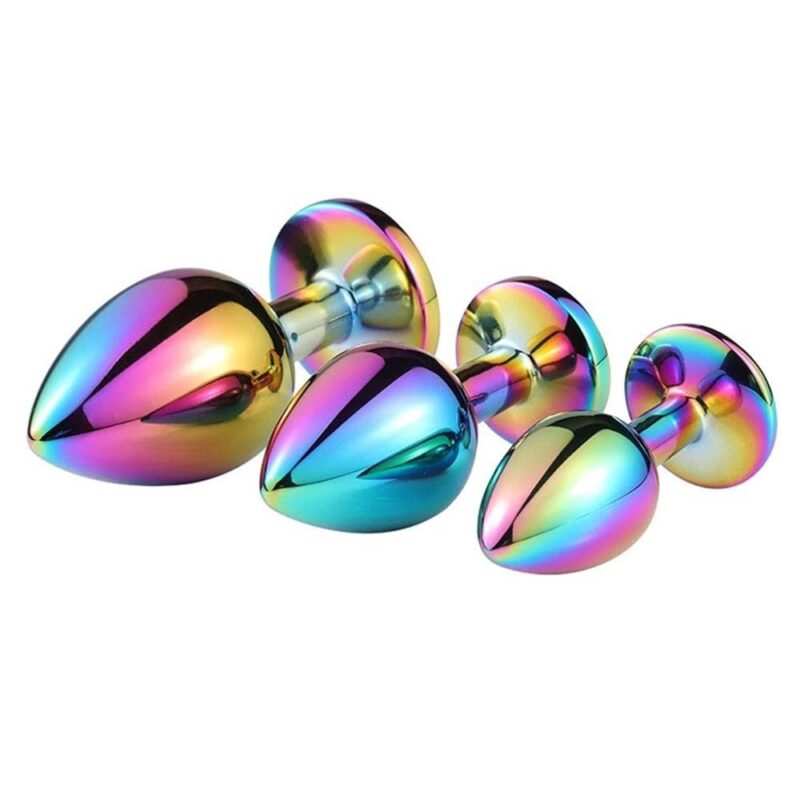 3pcs Stainless Steel Colorful Luxurious Diamond Butt Plugs Set - Image 3