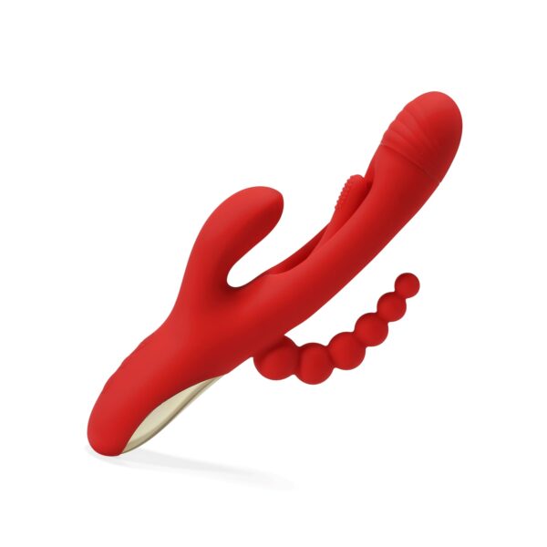 Rabbit Tapping G-spot Vibrator with Anal Beads for Triple Stimulations